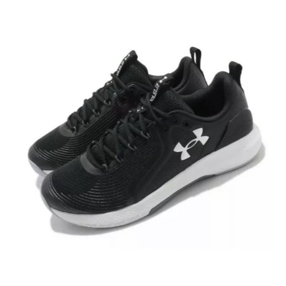 Under Armour UA Charged Commit TR 3 Black White Men Cross Training Shoes
